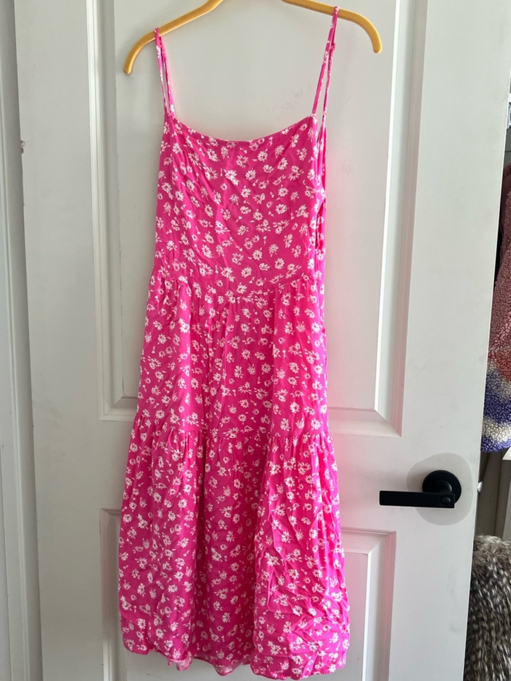 🌸 Pink Floral Summer Dress ✨ European Boutique Viscose Tie Back Sundress Size S - Picture 4 of 7
